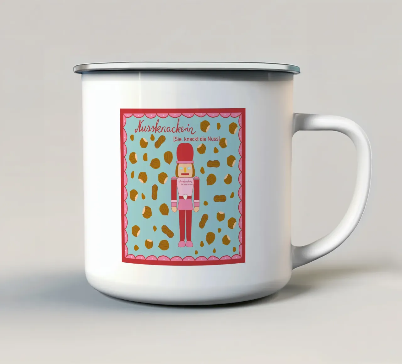 Nussknackerin - Sie, knackt die Nuss tazza in smalto da Miris bunte Modewelt