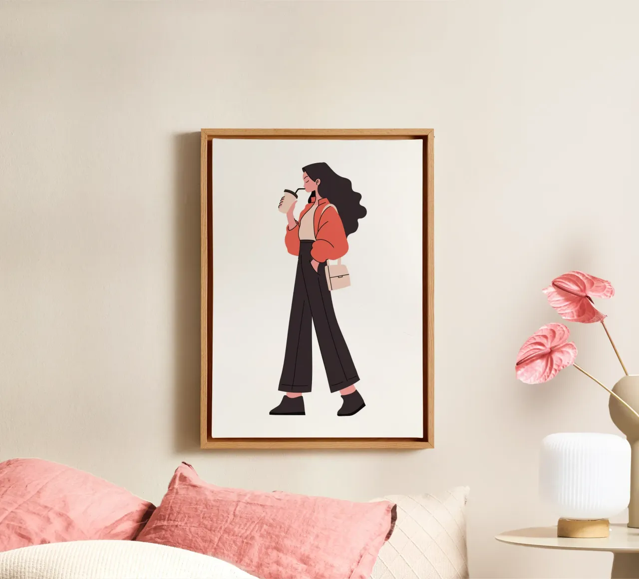 coffe 2 go canvas with Floater frame by Alina