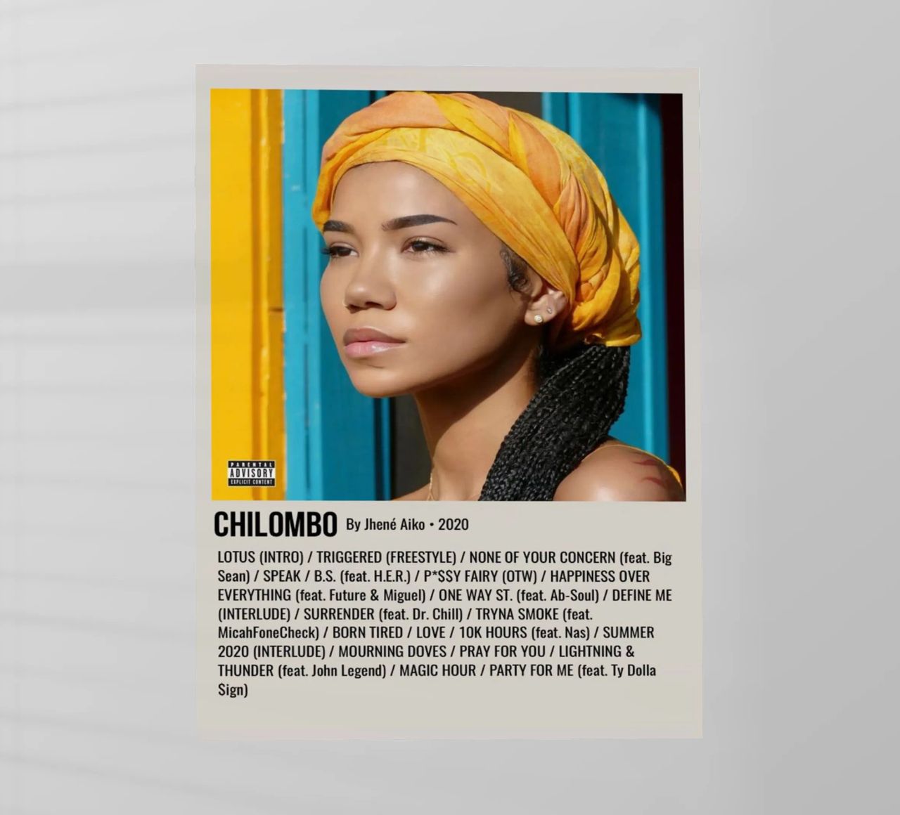 CHILOMBO By Jhené Aiko - 2020 pellicola backlit da SoundStudio