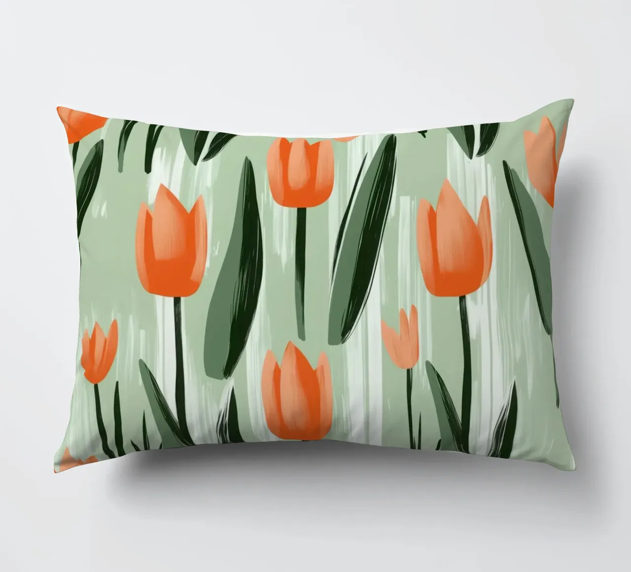 Spring-like tulip pattern in Scandi style decorative cushion by Autofocus