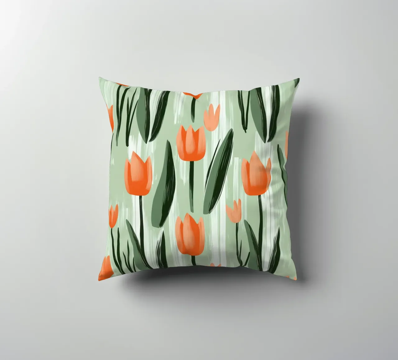 Spring-like tulip pattern in Scandi style decorative cushion by Autofocus