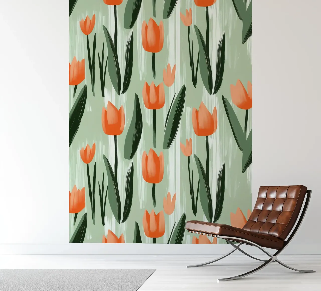 Spring-like tulip pattern in Scandi style photo wallpaper by Autofocus