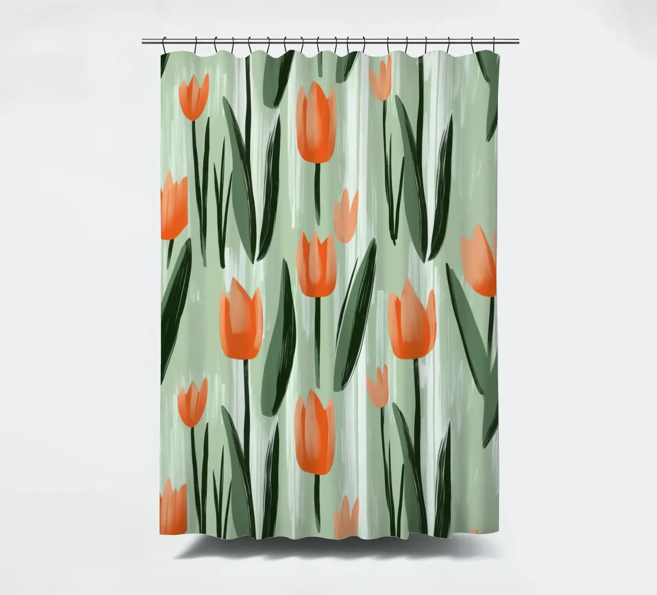 Spring-like tulip pattern in Scandi style shower curtain by Autofocus