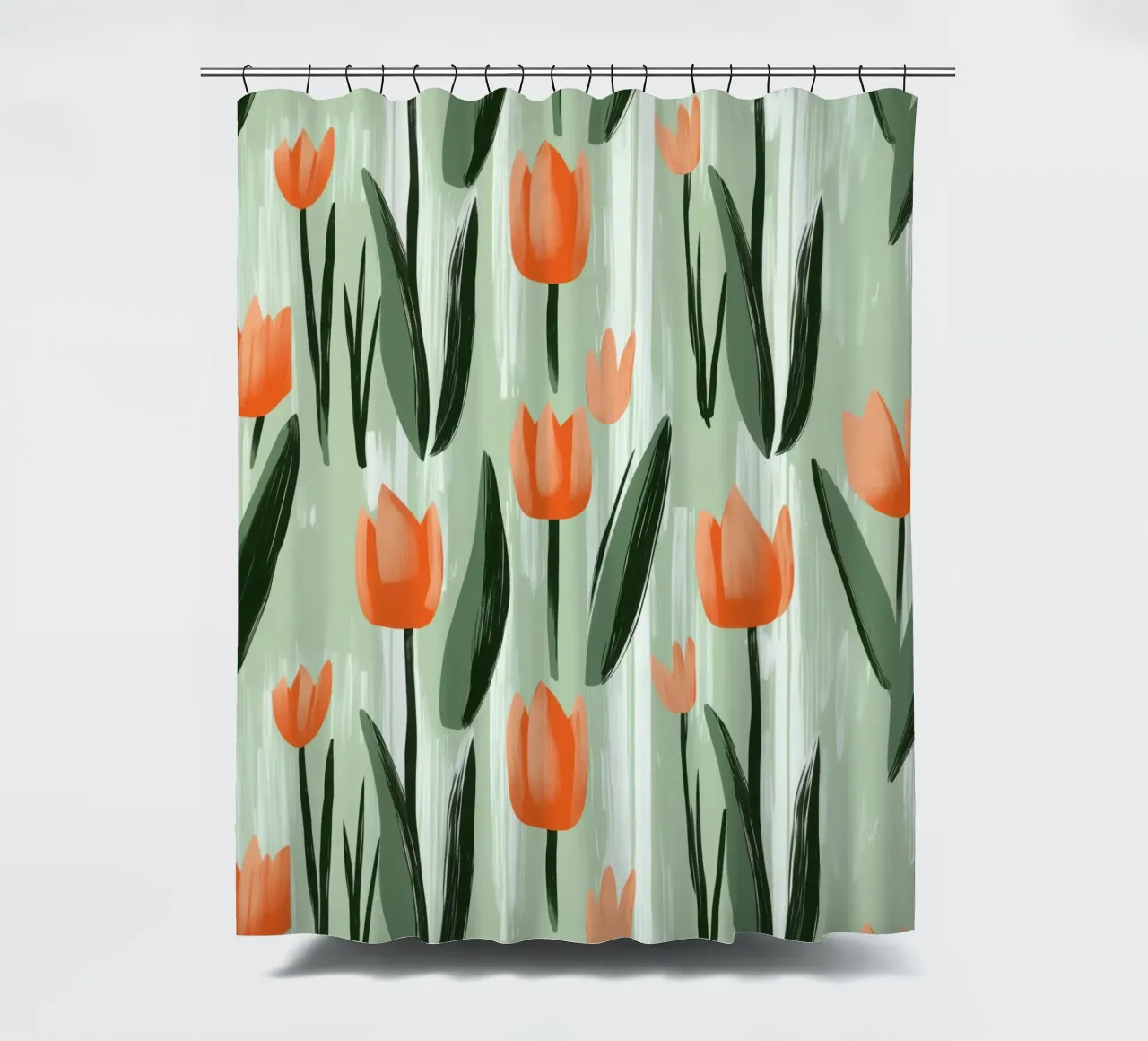 Spring-like tulip pattern in Scandi style shower curtain by Autofocus