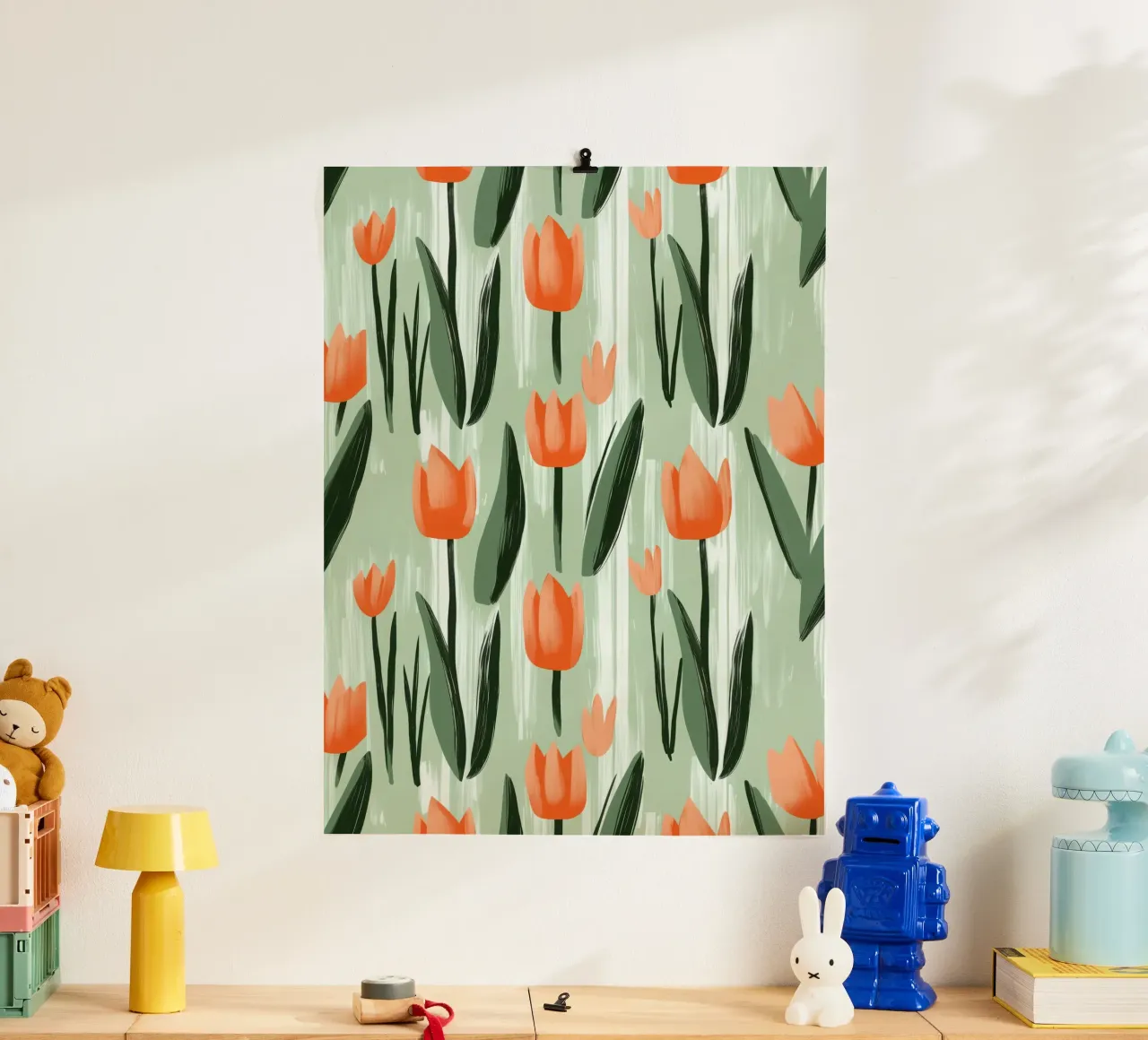 Spring-like tulip pattern in Scandi style poster by Autofocus