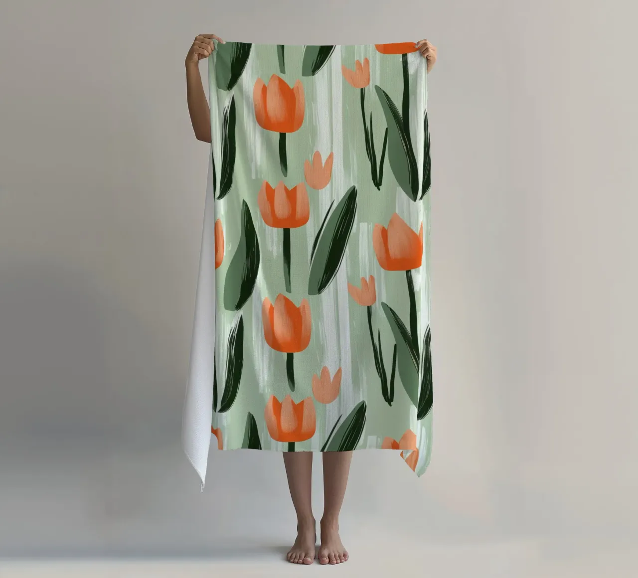 Motivo a tulipano primaverile in stile scandinavo telo mare da Autofocus