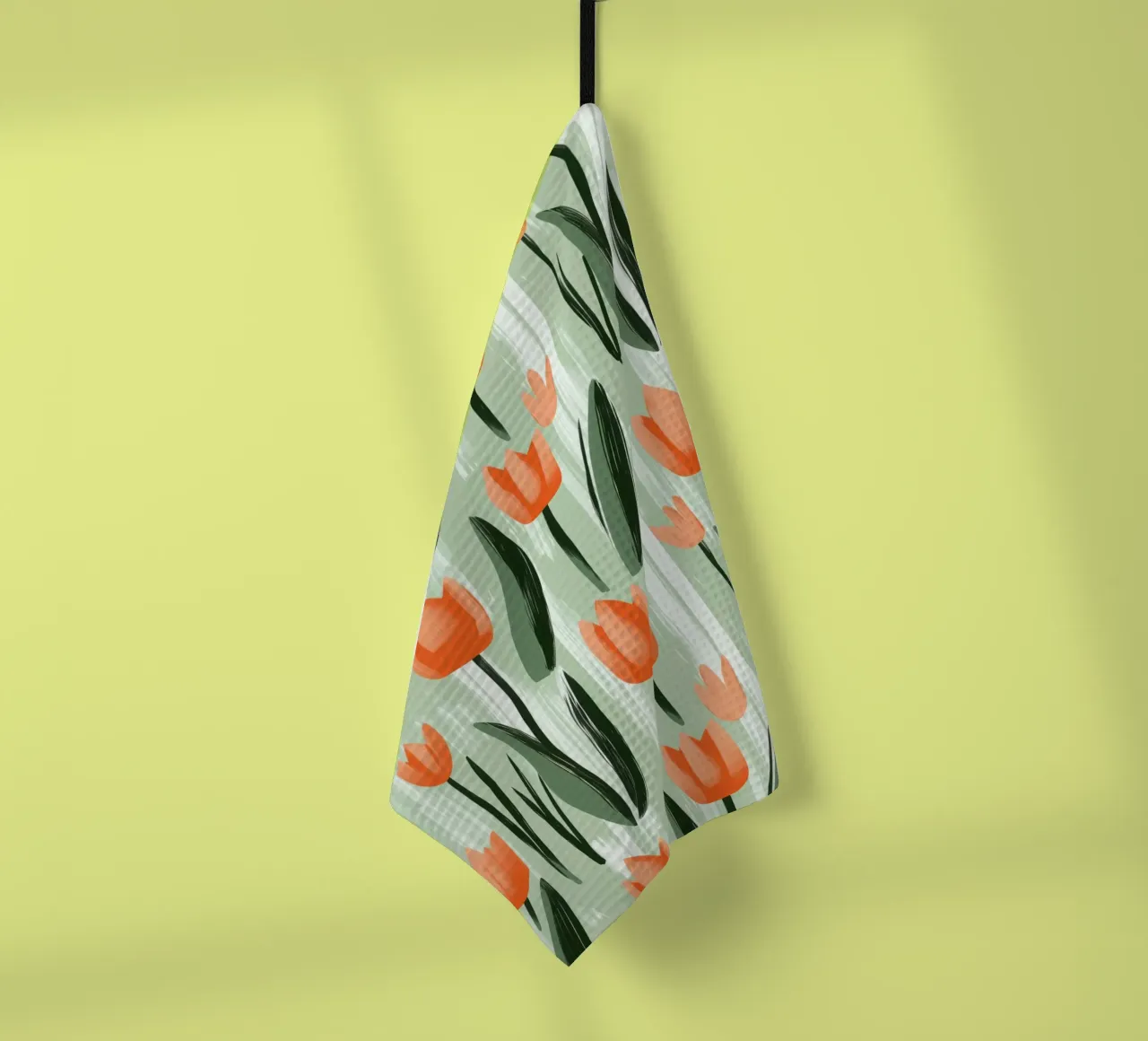 Spring-like tulip pattern in Scandi style tea towel by Autofocus