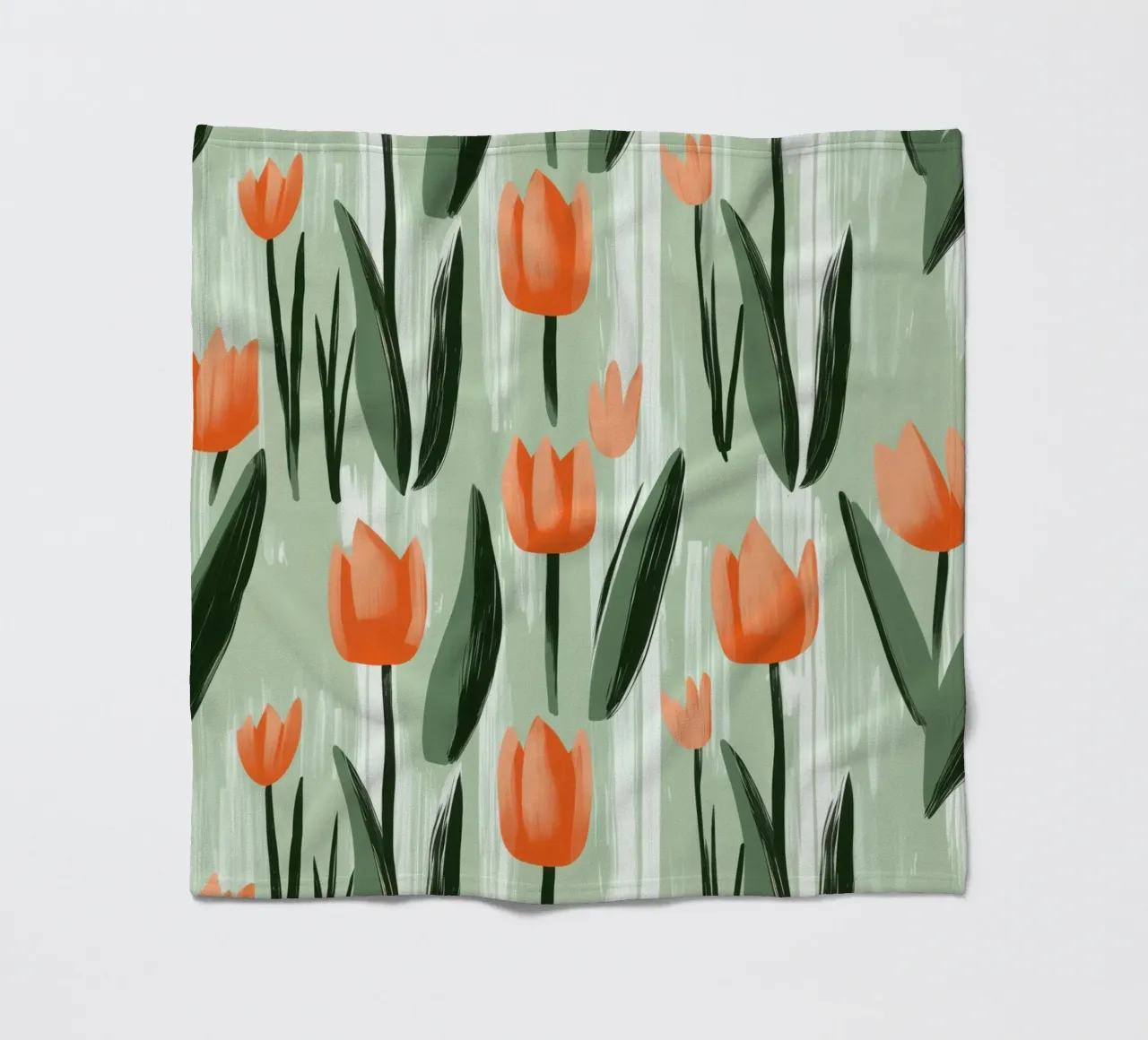 Spring-like tulip pattern in Scandi style fleece blanket by Autofocus
