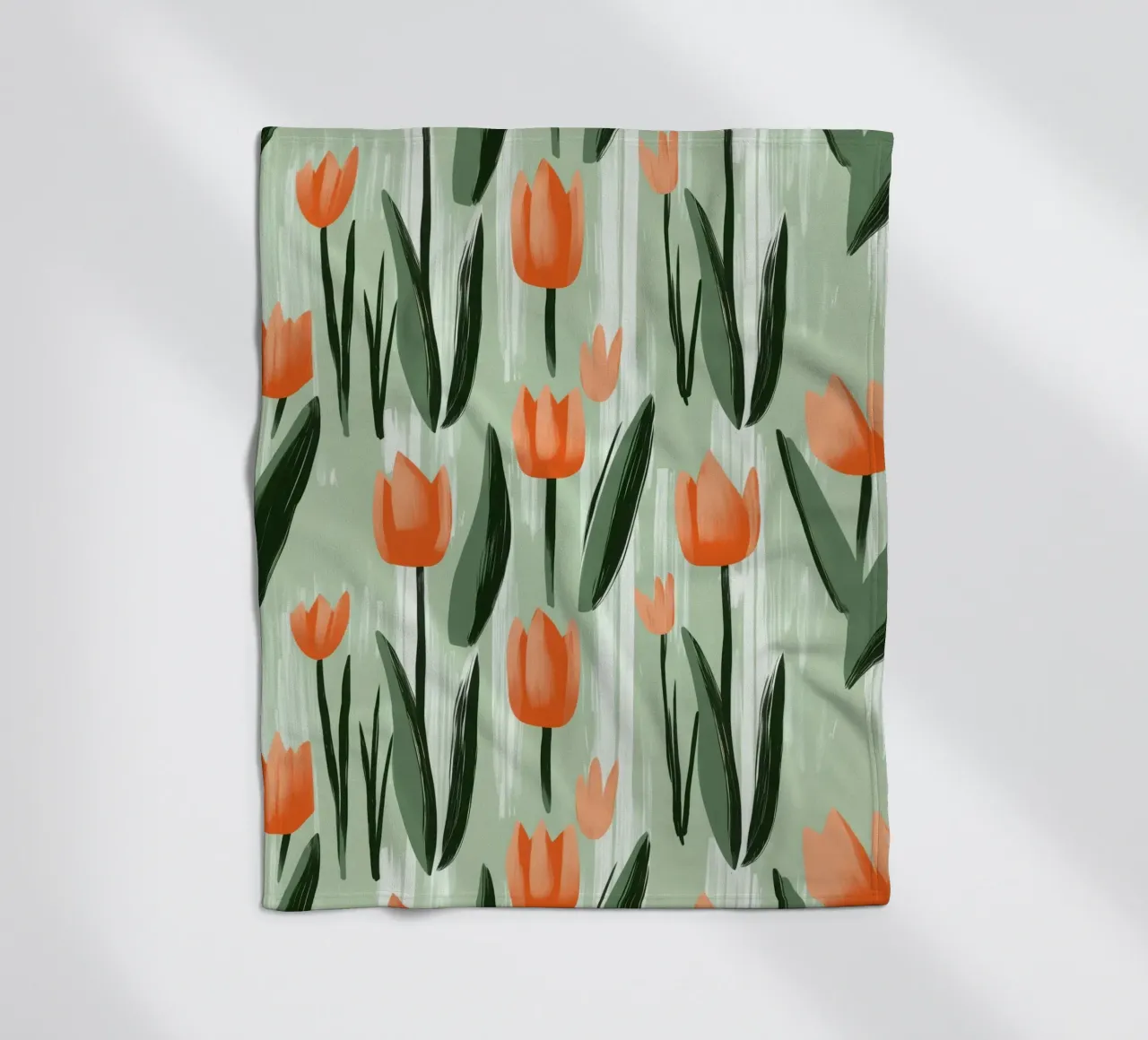 Spring-like tulip pattern in Scandi style fleece blanket by Autofocus