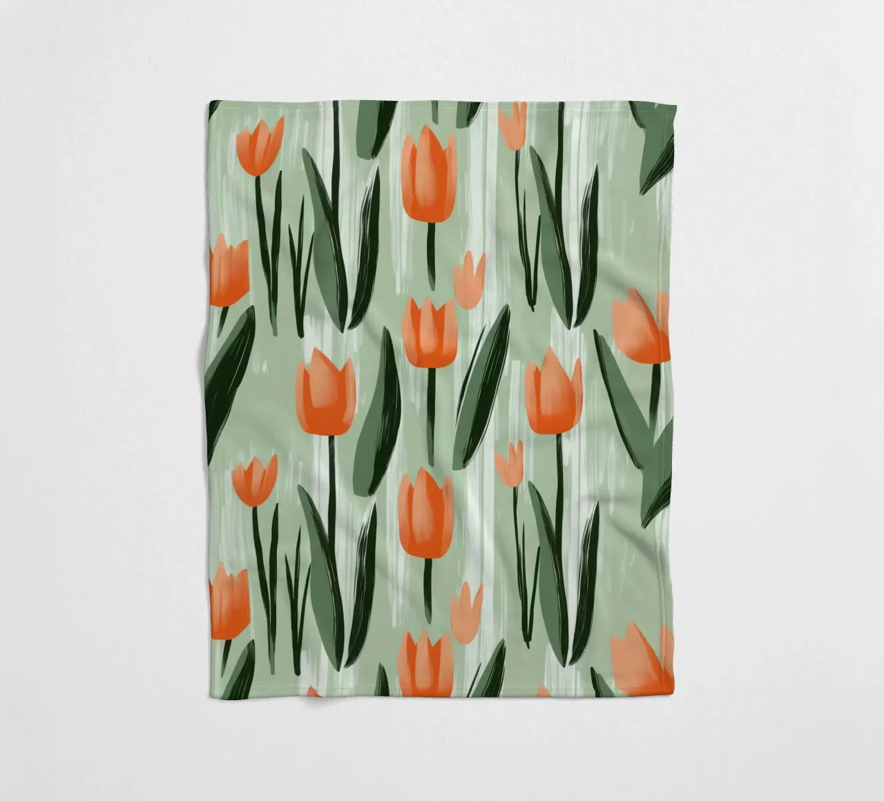 Spring-like tulip pattern in Scandi style fleece blanket by Autofocus