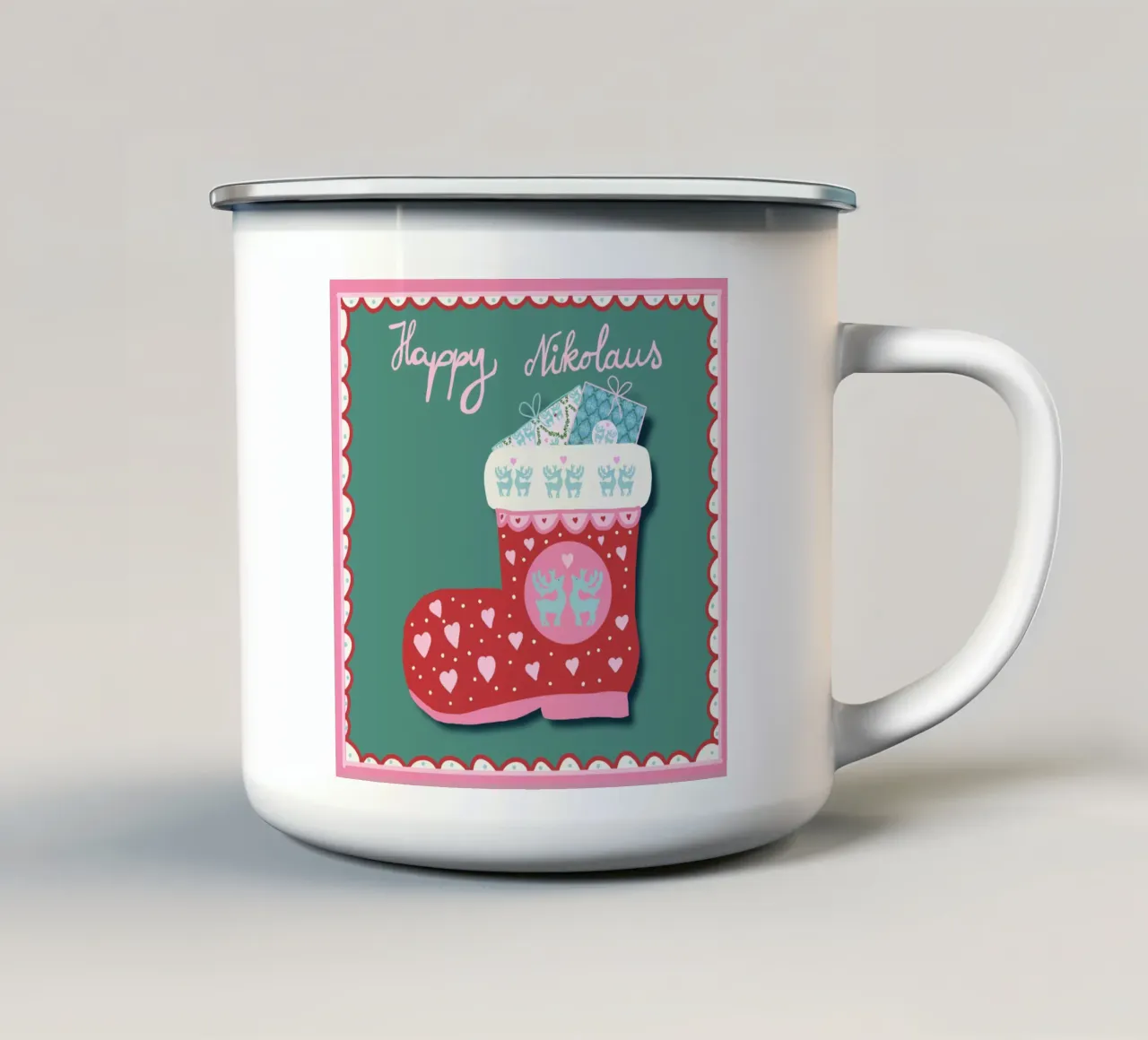 Happy Nikolaus Quadrat tazza in smalto da Miris bunte Modewelt