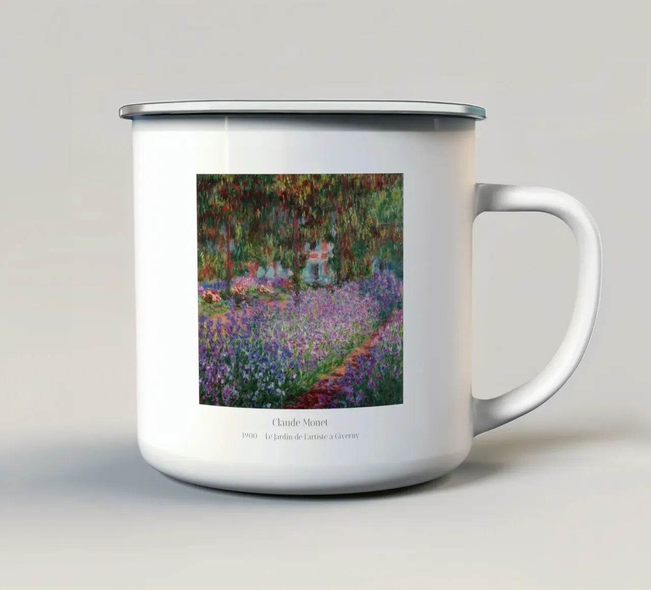 Claude Monet - 1900 - Il giardino dell'artista a Giverny tazza in smalto da fanny-bianca