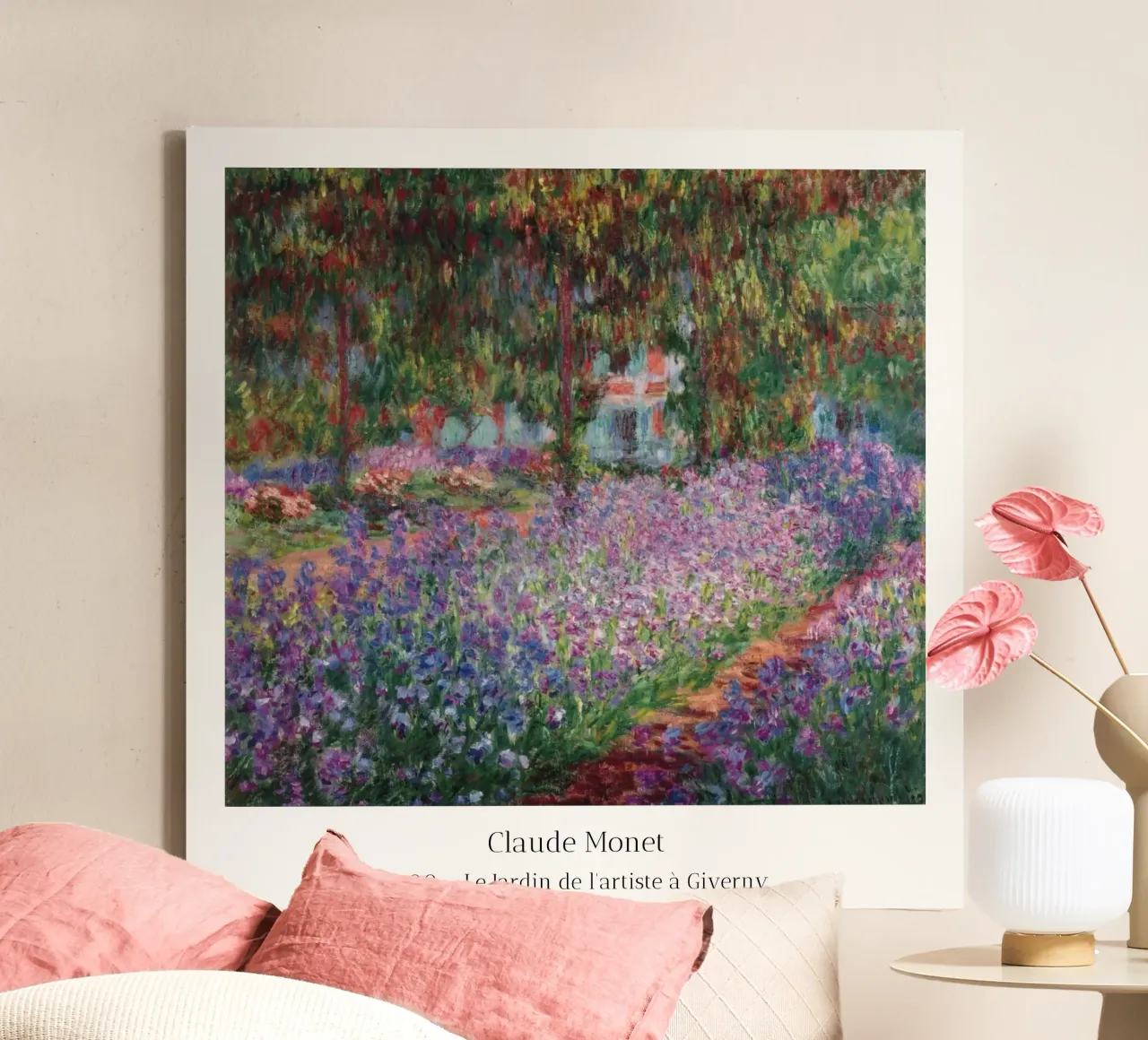 Claude Monet - 1900 - The Artist's Garden at Giverny canvas with Floater frame by fanny-bianca