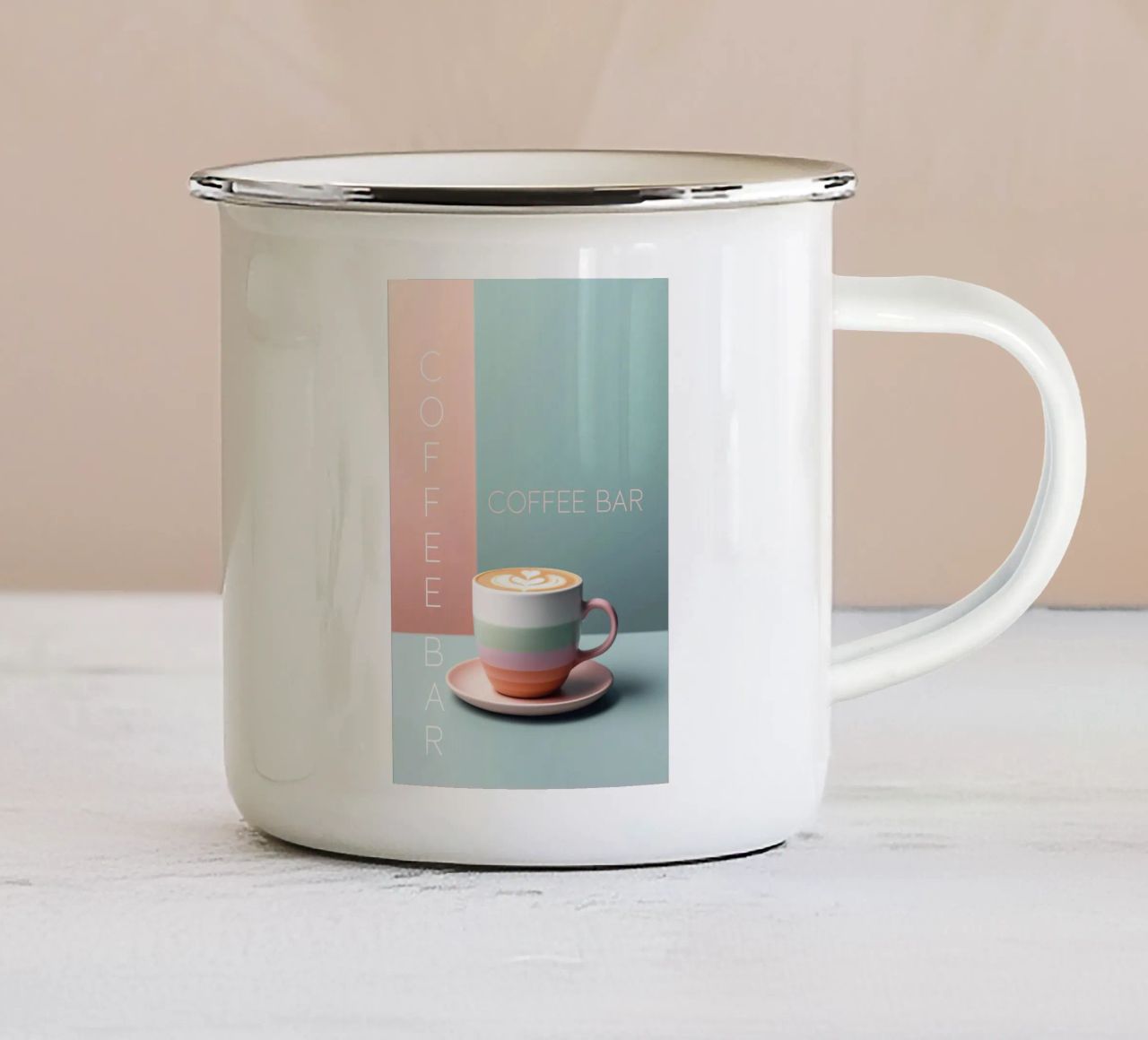 Pastel Kaffeebar Tasse Emaille Tasse von Carinaprint