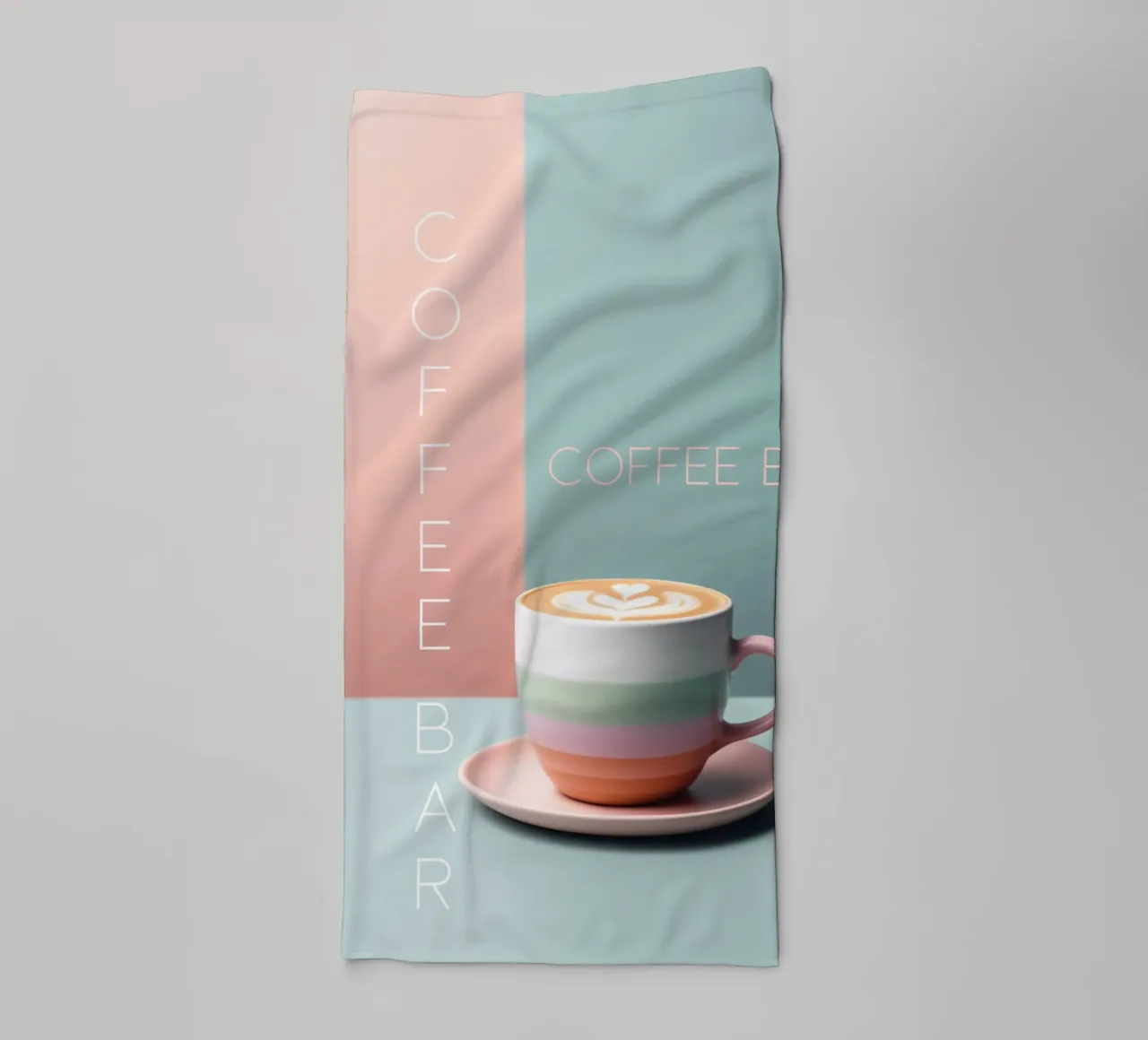 Pastelkleurige koffiebar mok badhanddoek van Carinaprint