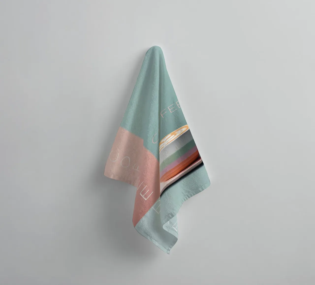 Pastelkleurige koffiebar mok badhanddoek van Carinaprint