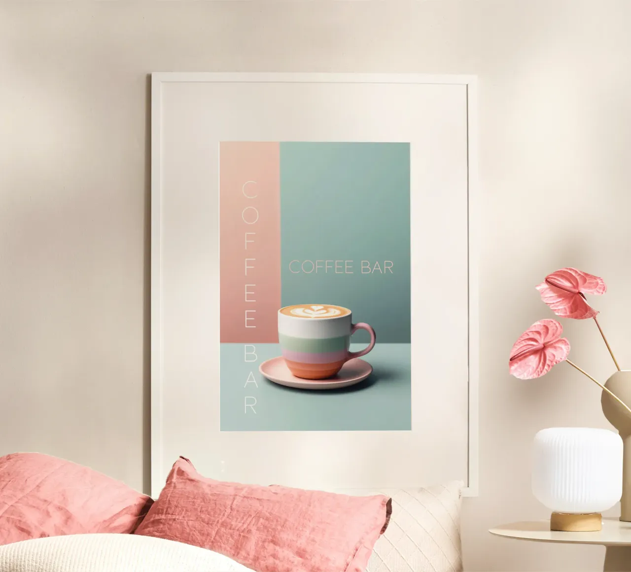 Tazza da bar pastello poster con telaio in legno da Carinaprint