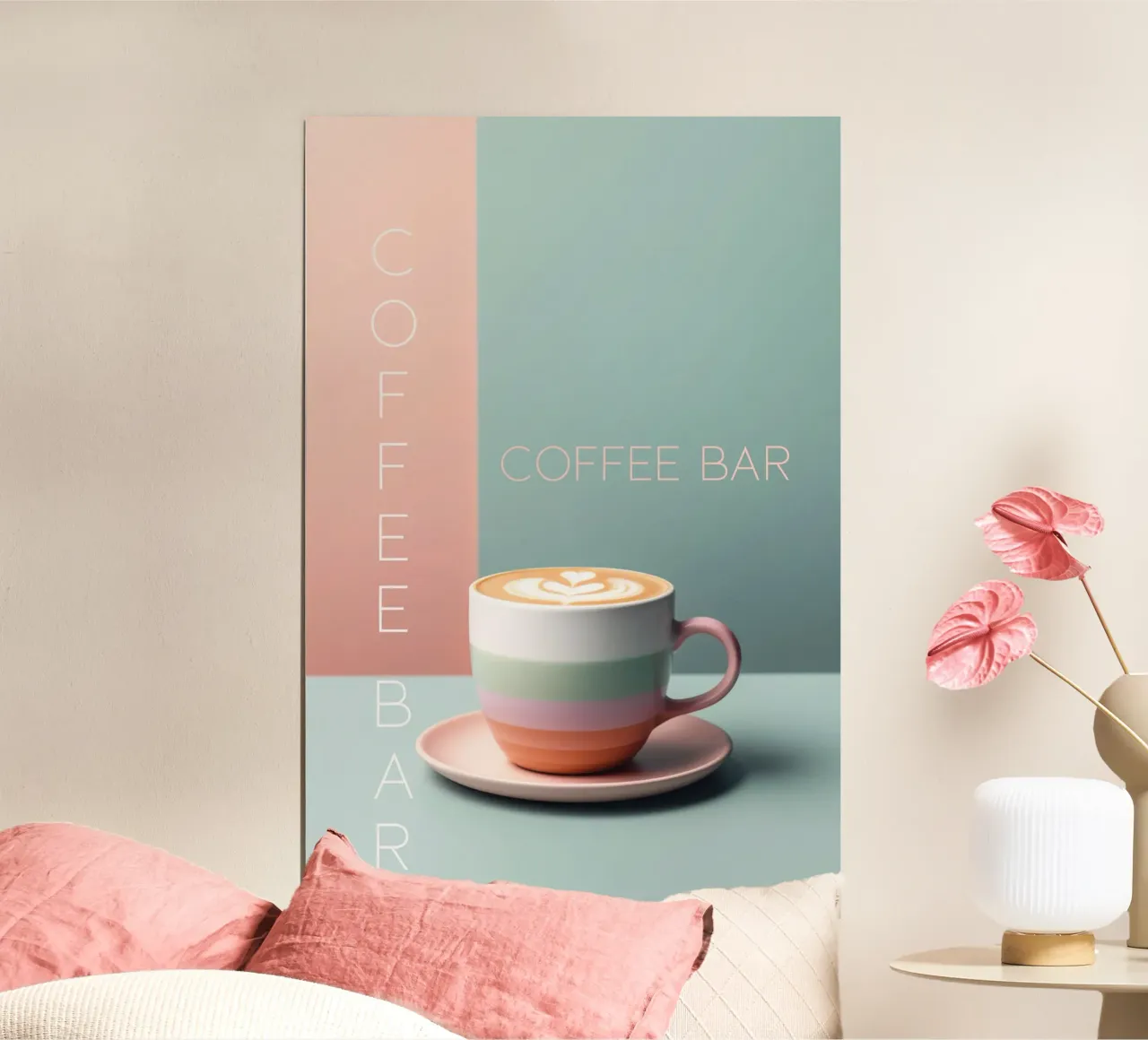 Tazza da bar pastello poster con telaio in legno da Carinaprint