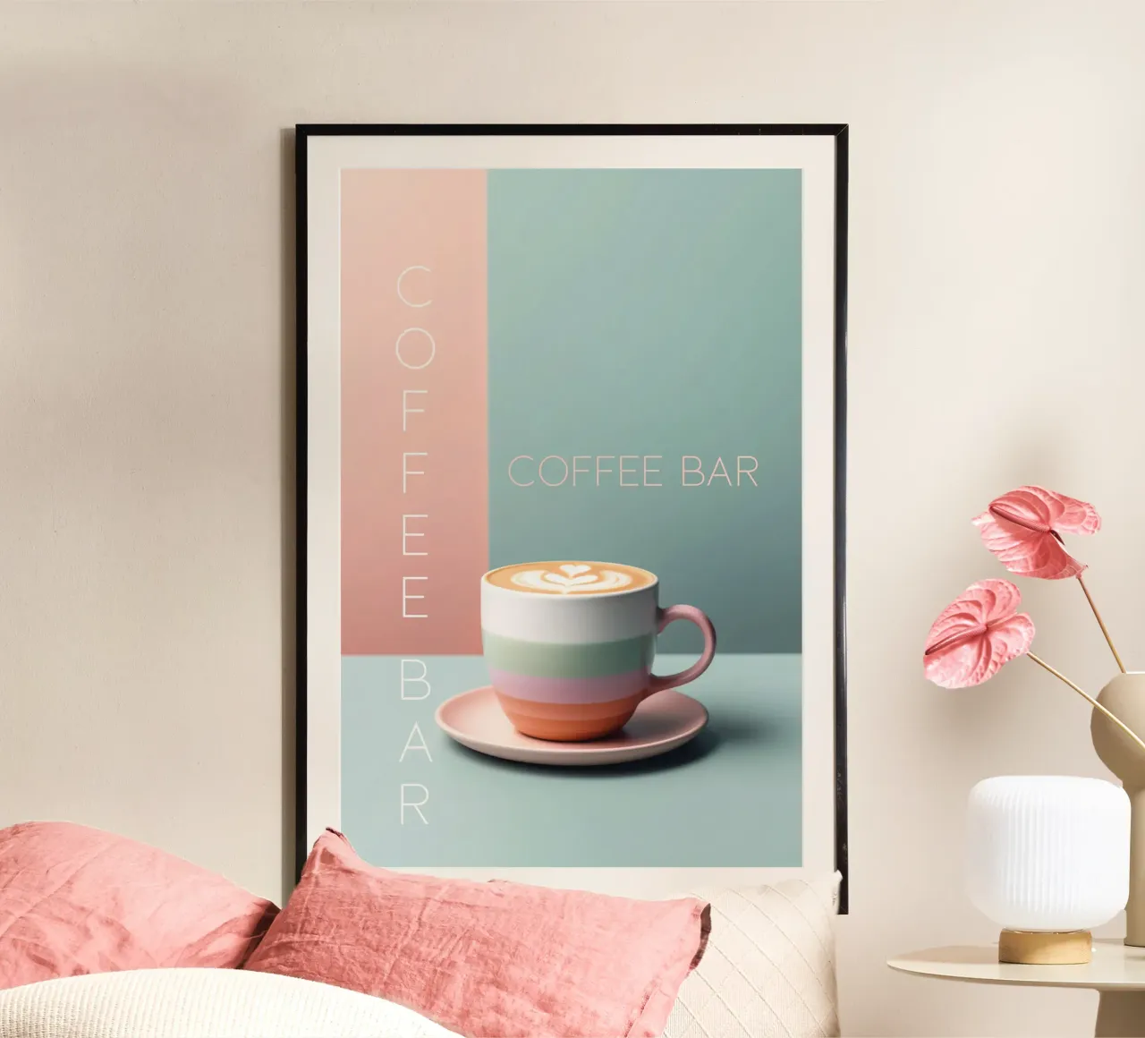 Tazza da bar pastello poster con telaio in legno da Carinaprint