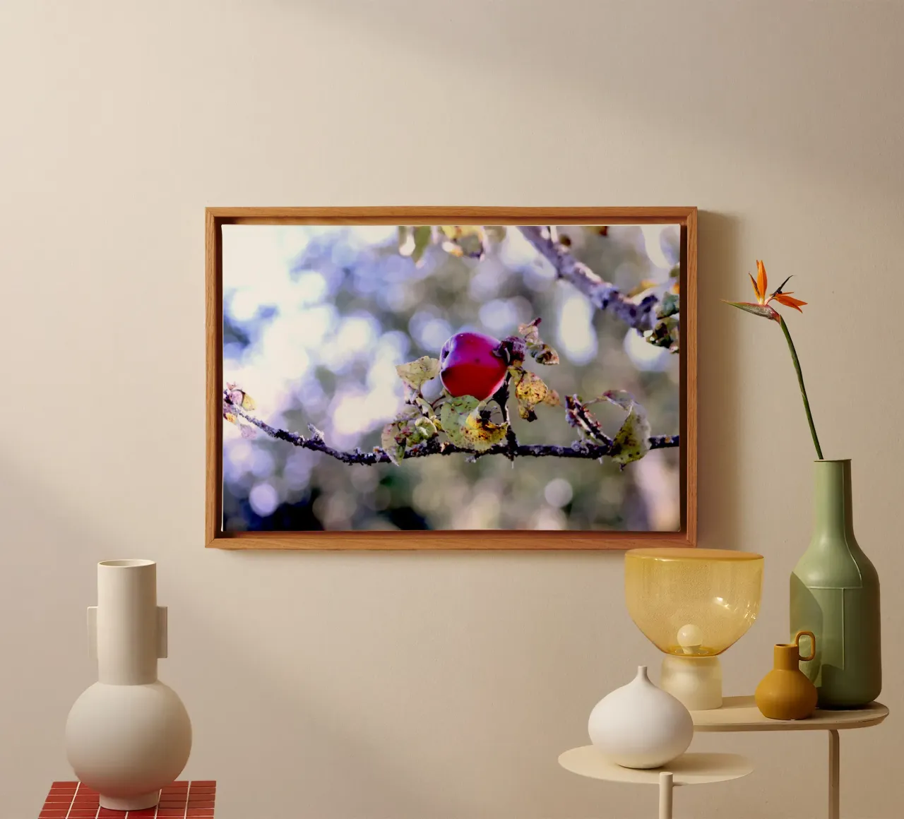 The lonely apple on the tree canvas with Floater frame by Alexandra Joseph Fotomomente