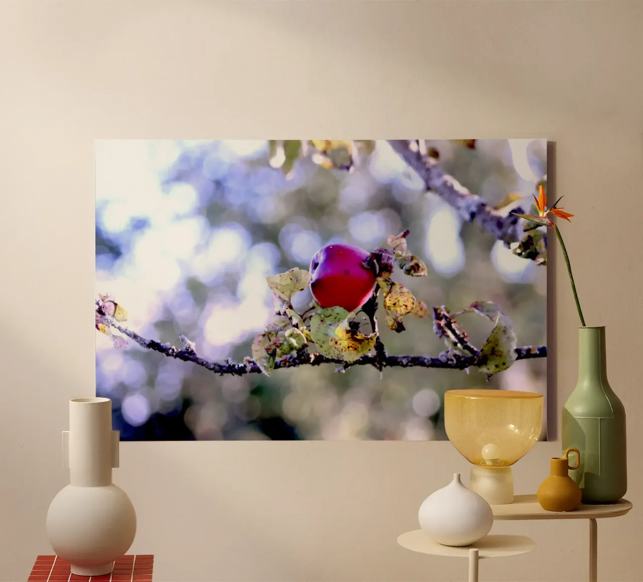 The lonely apple on the tree canvas with Floater frame by Alexandra Joseph Fotomomente