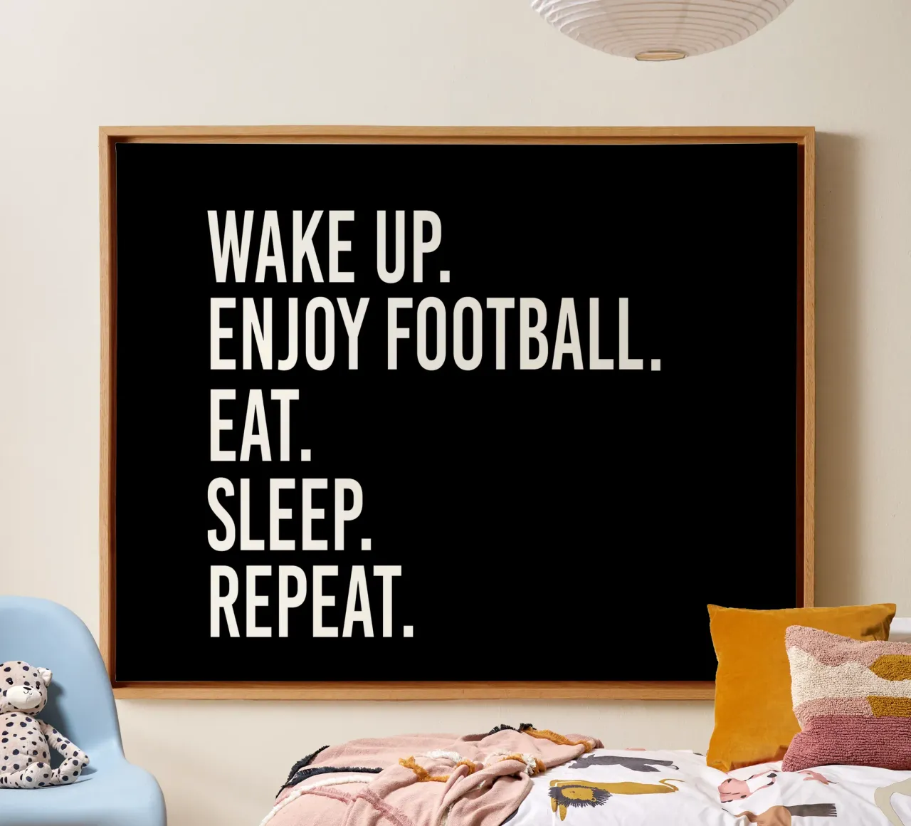 Wake up enjoy football eat sleep repeat canvas by happieeagle