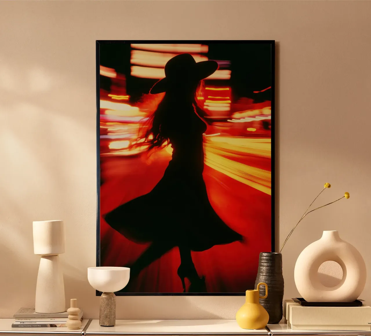 Neon noir nella giungla urbana | Lunga esposizione poster con telaio in legno da Autofocus
