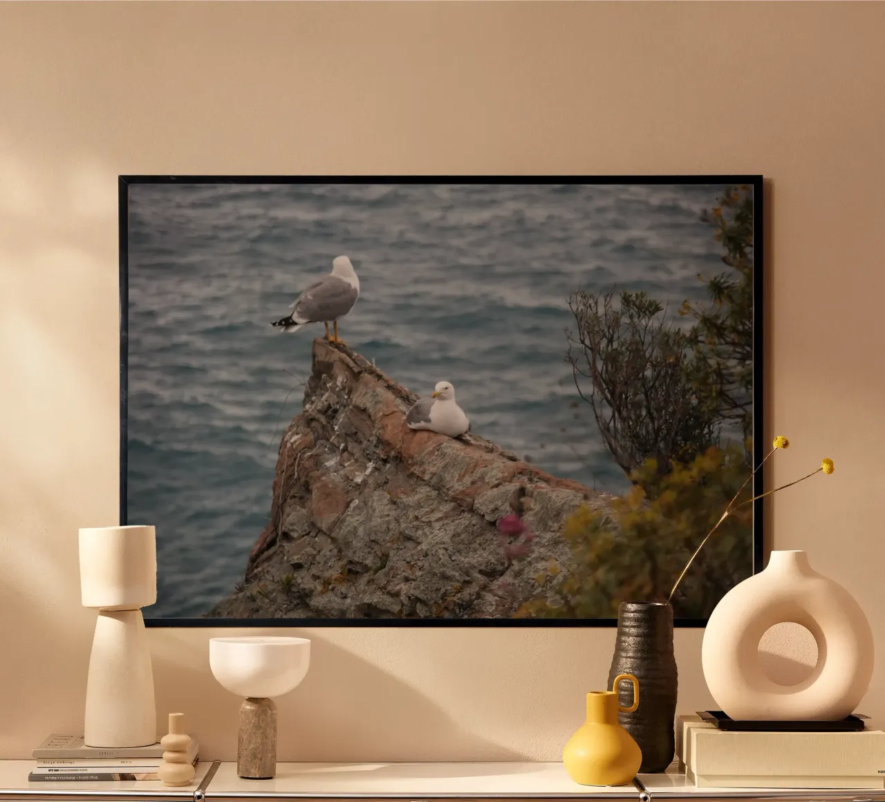 I gabbiani e il mare poster con telaio in alluminio da Alexandra Joseph Fotomomente