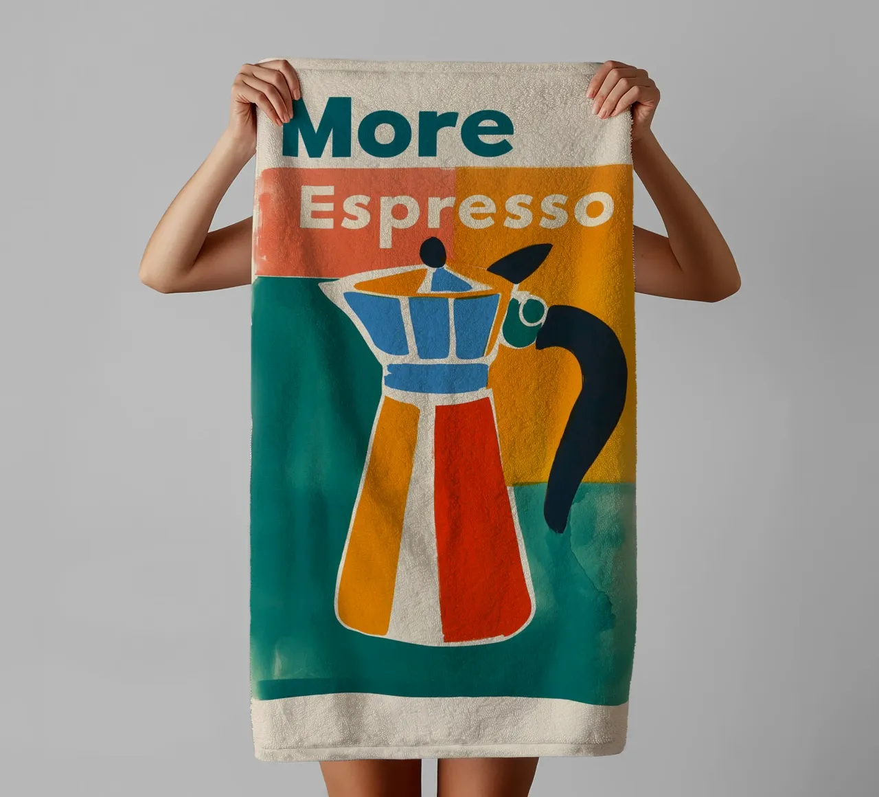 "More Espresso" Retro Kanne asciugamano da bagno da Carinaprint