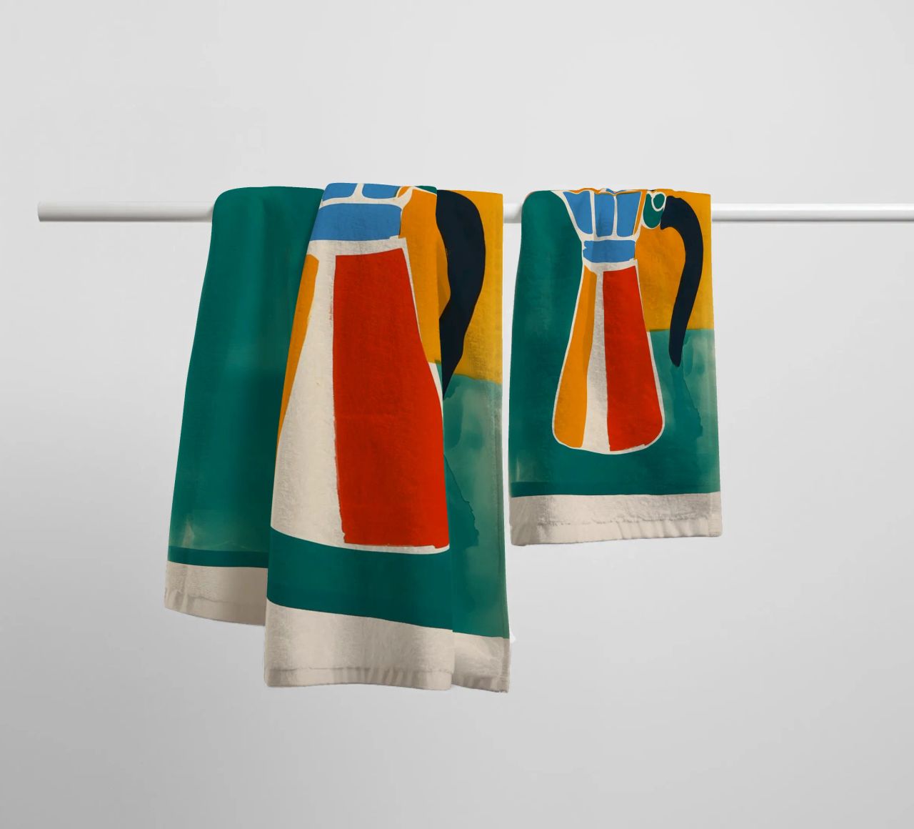 "More Espresso' Retro Kanne towel by Carinaprint