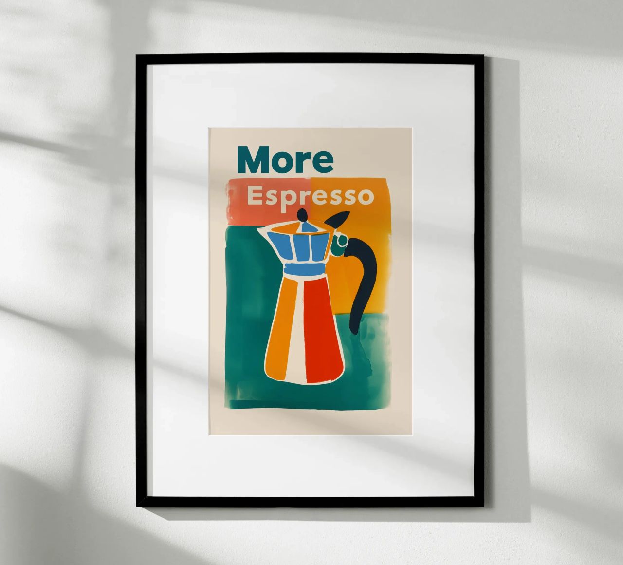 "More Espresso' Retro Kanne poster by Carinaprint