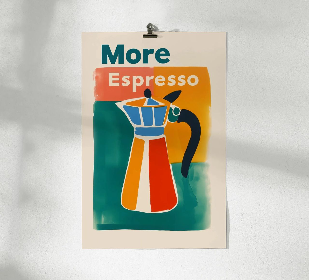 "More Espresso' Retro Kanne poster by Carinaprint