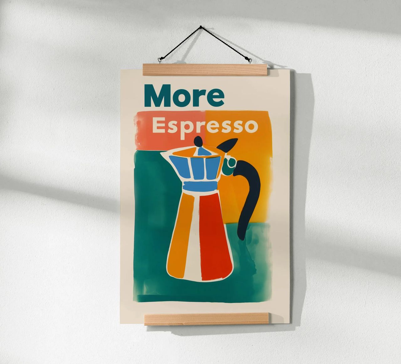 "More Espresso' Retro Kanne poster by Carinaprint