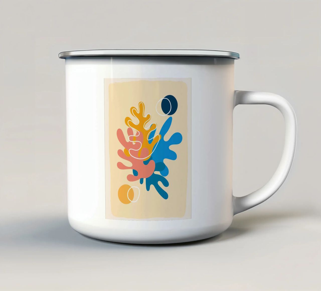 Colourful abstraction - Matisse-inspired design enamel mug by Whole©