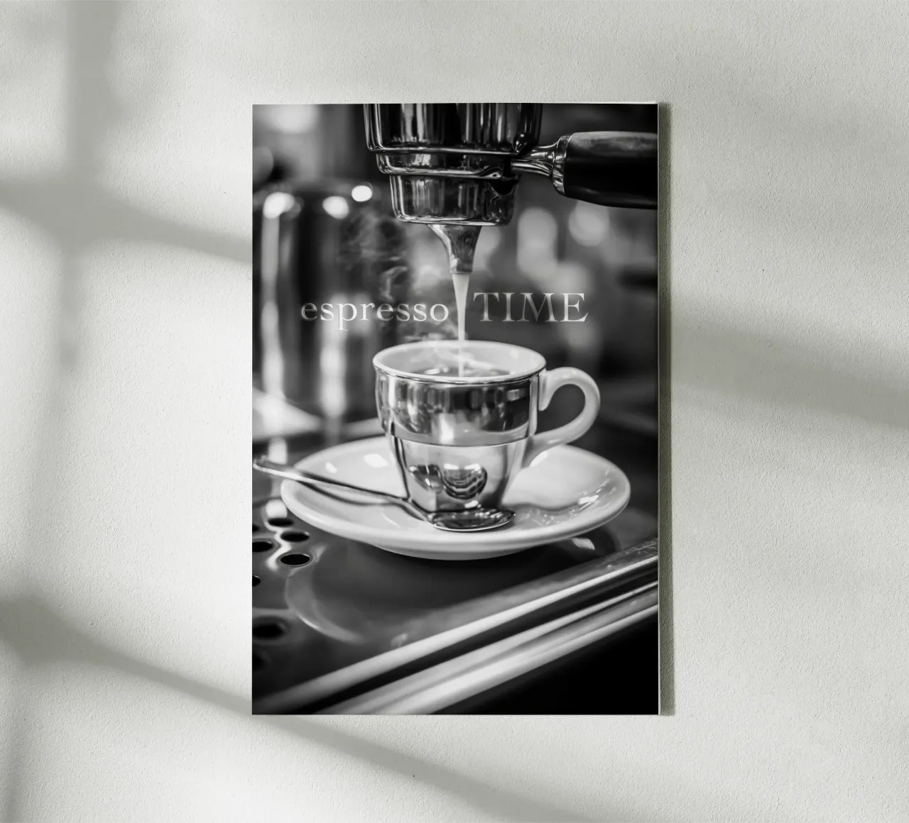 Espresso Time B&W Photographs canvas with Floater frame by Carinaprint