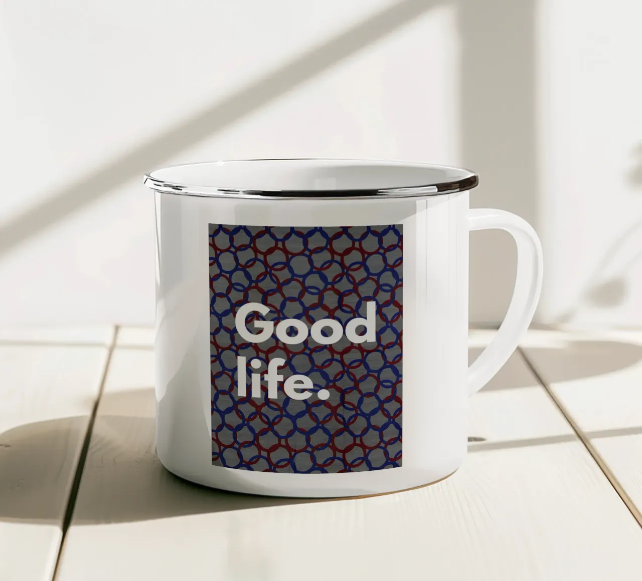 Good Life tazza in smalto da Mathudace Créas