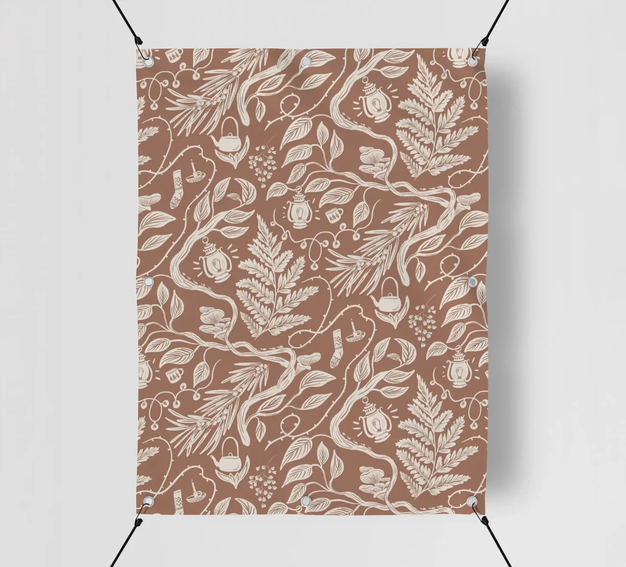 Cabincore Scene - Mocha Mousse Pantone Color telo in pvc da anisillustration