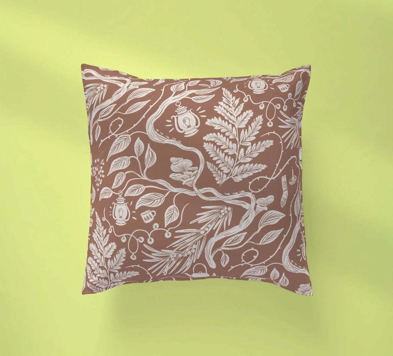 Cabincore Scene - Mocha Mousse Pantone Color coussin de anisillustration