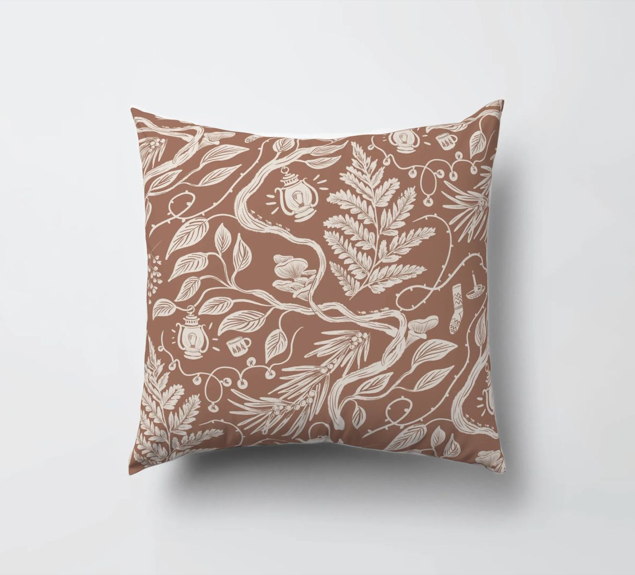Cabincore Scene - Mocha Mousse Pantone Color coussin de anisillustration