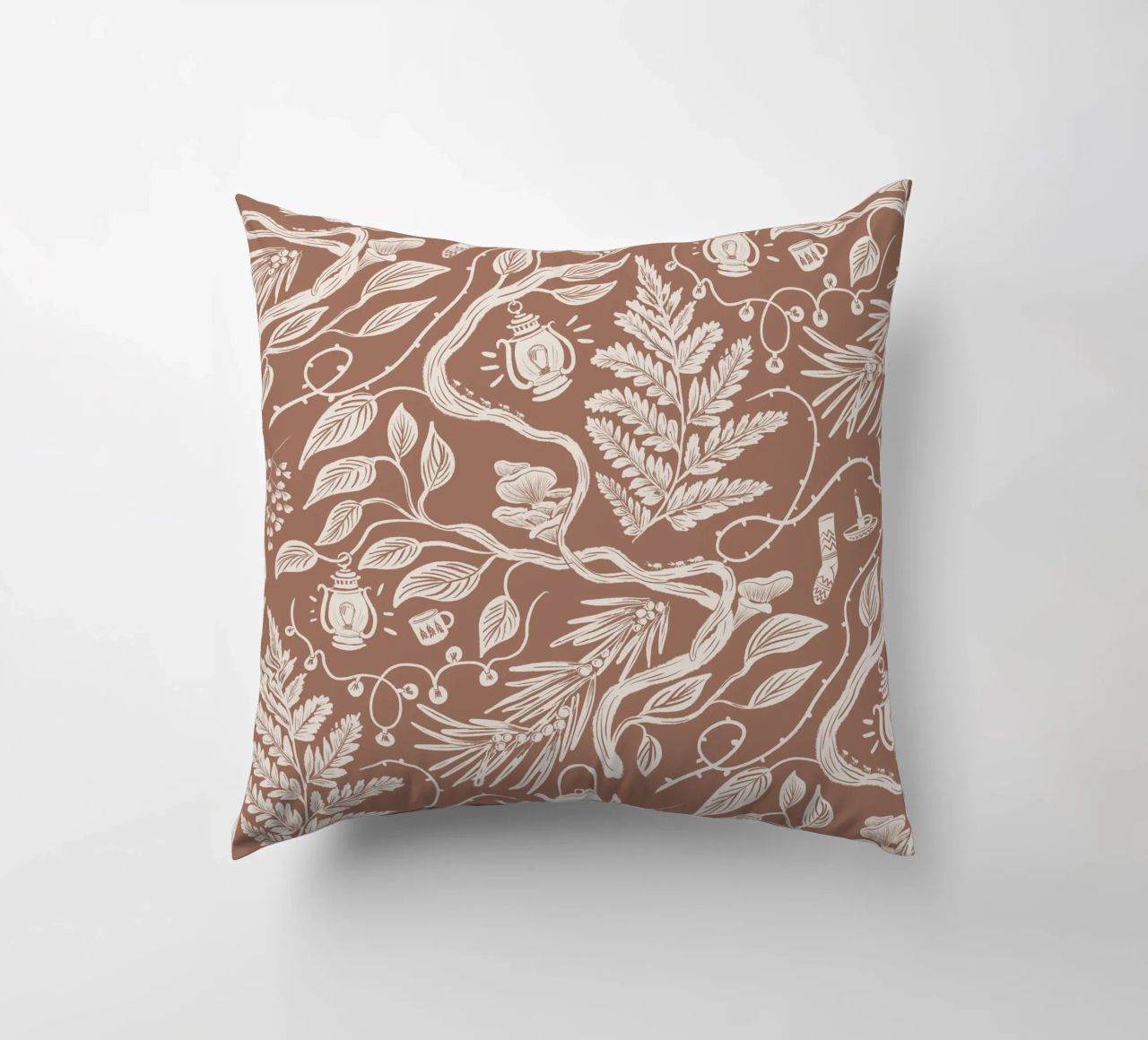 Cabincore Scene - Mocha Mousse Pantone Color coussin de anisillustration