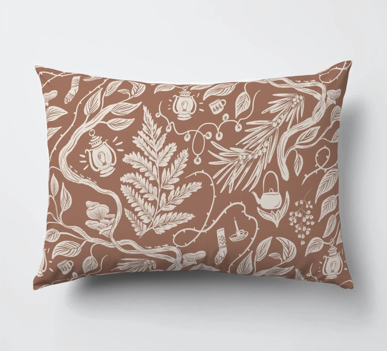 Cabincore Scene - Mocha Mousse Pantone Color coussin de anisillustration