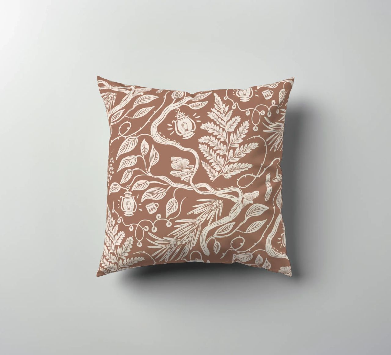 Cabincore Scene - Mocha Mousse Pantone Color coussin de anisillustration