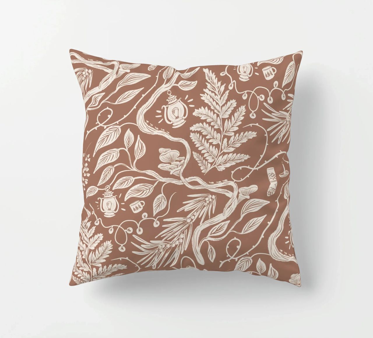 Cabincore Scene - Mocha Mousse Pantone Color coussin de anisillustration