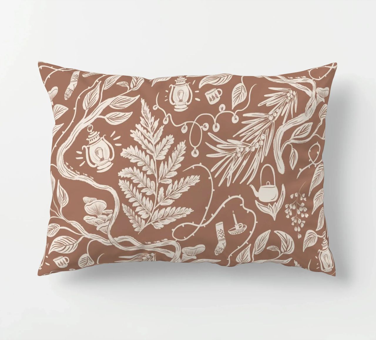 Cabincore Scene - Mocha Mousse Pantone Color coussin de anisillustration
