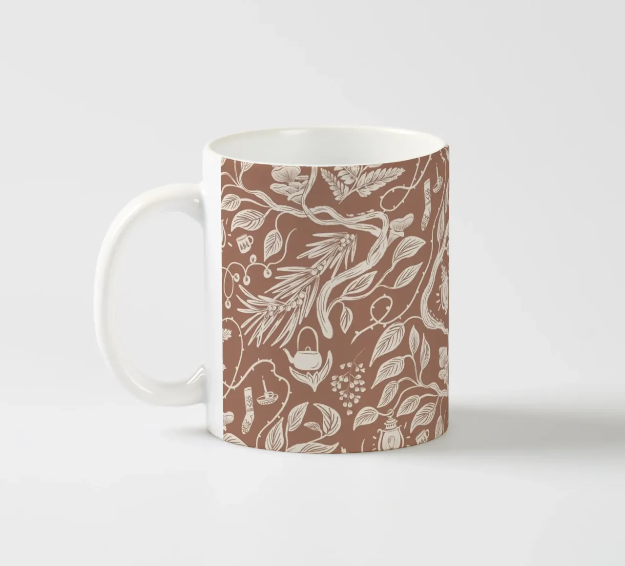 Cabincore Scene - Mocha Mousse Pantone Color keramische mok van anisillustration