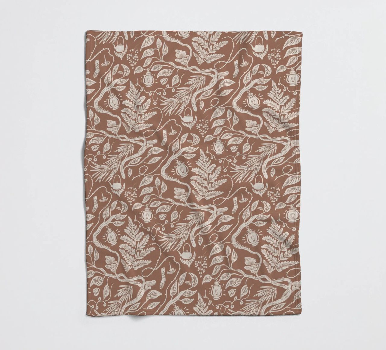 Cabincore Scene - Mocha Mousse Pantone Color fleecedeken van anisillustration