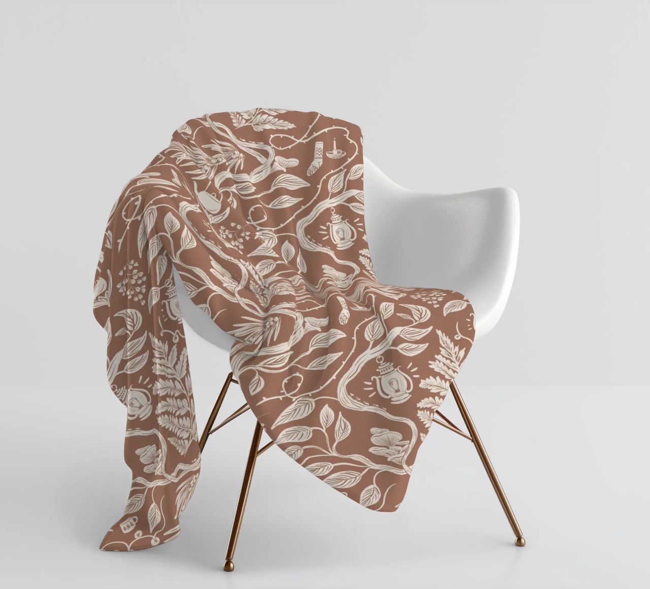 Cabincore Scene - Mocha Mousse Pantone Color fleecedeken van anisillustration
