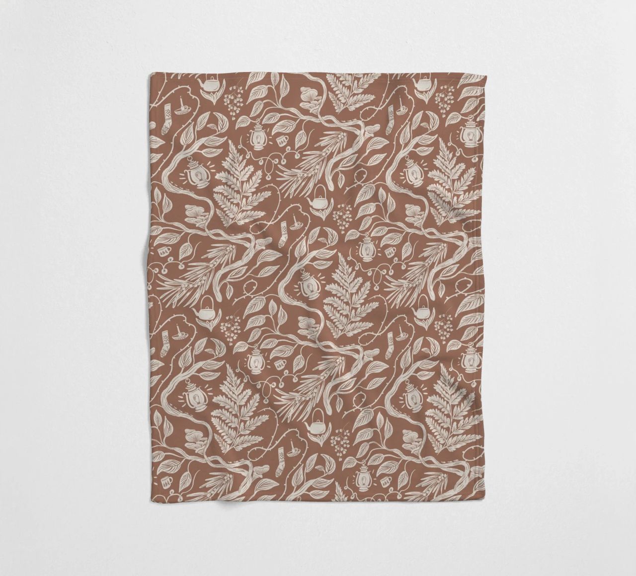 Cabincore Scene - Mocha Mousse Pantone Color fleecedeken van anisillustration