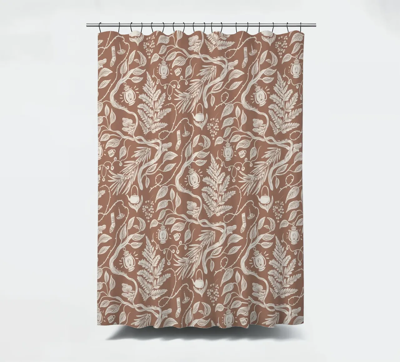 Cabincore Scene - Mocha Mousse Pantone Color tenda da doccia da anisillustration