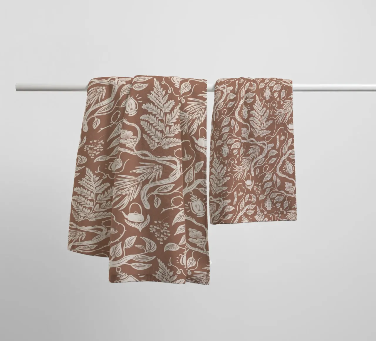 Cabincore Scene - Mocha Mousse Pantone Color towel by anisillustration